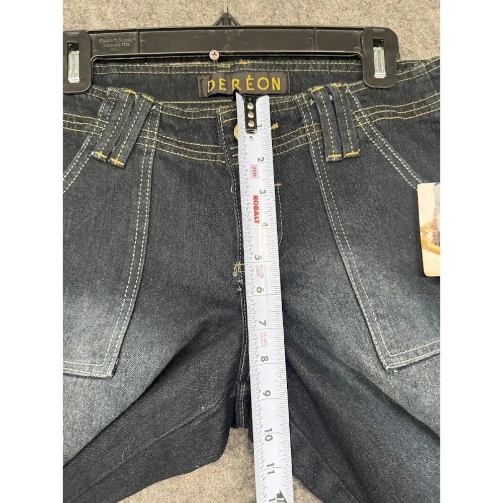 Dereon Mens Dark Wash Denim Cargo Shorts Contrast Stitch Streetwear Size 7/8 NWT
